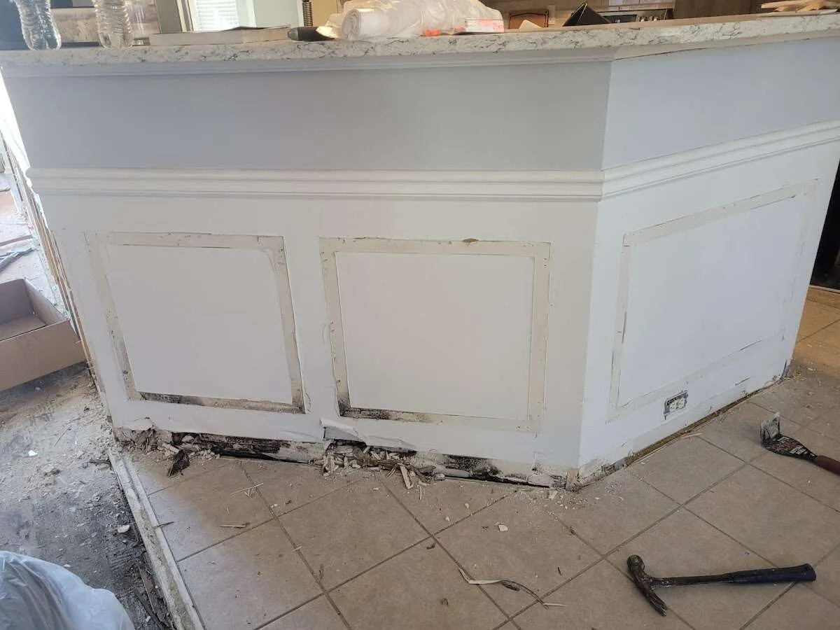 Water damage and mold on kitchen during Storm Damage Restoration in Mount Horeb